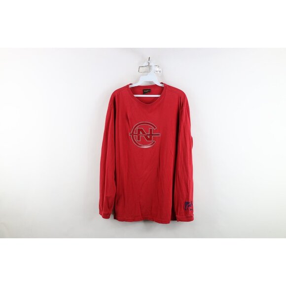 Vtg 90s Nautica Competition Mens Large Distressed Spell Out Long Sleeve T-Shirt - Picture 1 of 13